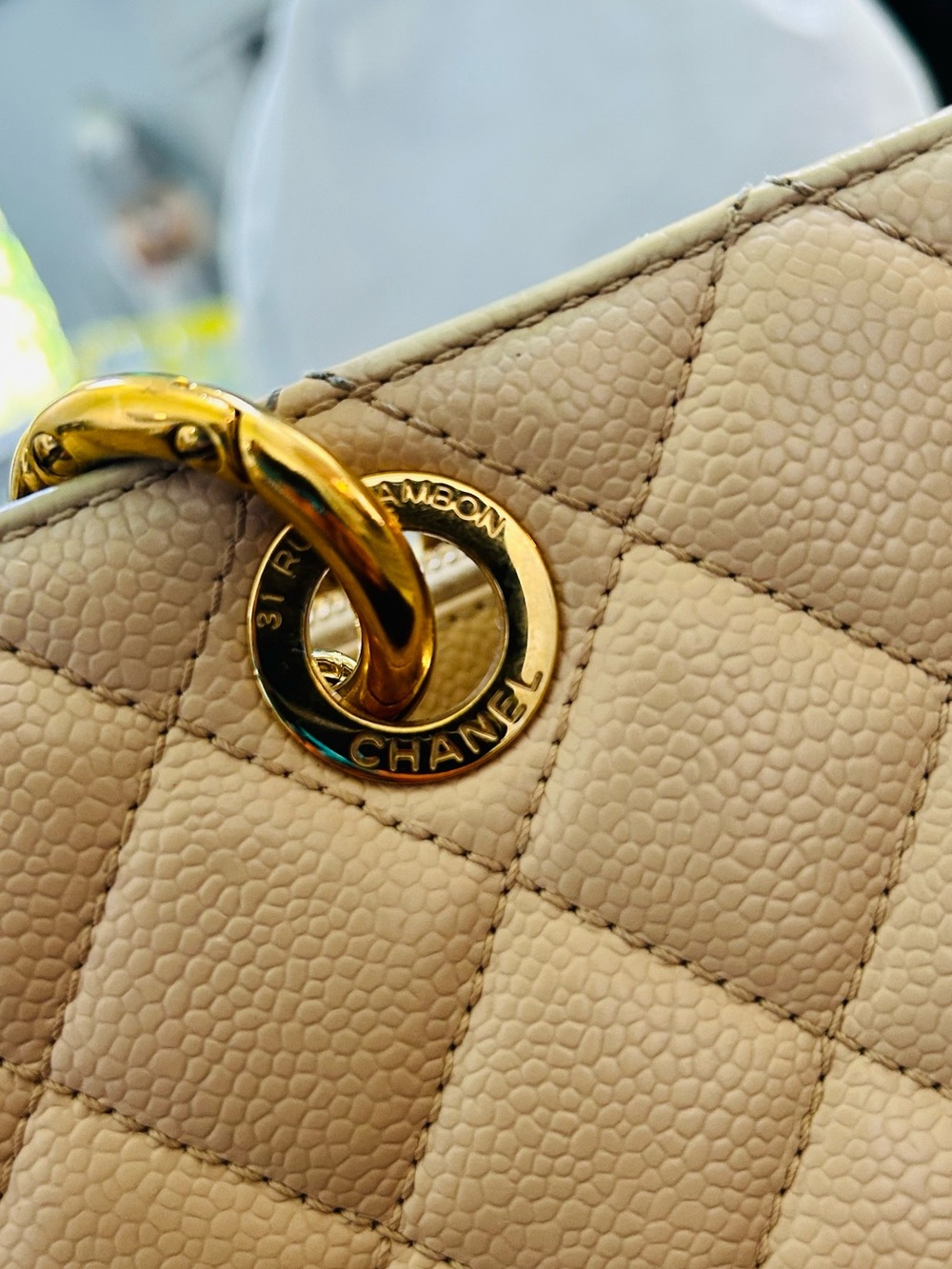 CHANEL Beige Quilted Caviar GST - Picture 8 of 17